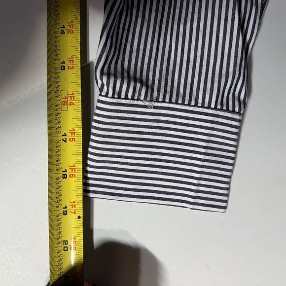 NWT Steve Madden Women's Polished M White/blue Pinstripe Button-Up Peplum Shirt - Picture 14 of 16